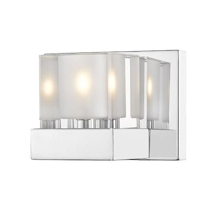 Fallon 1 Light Wall Sconce, Chrome & Clear, Frosted